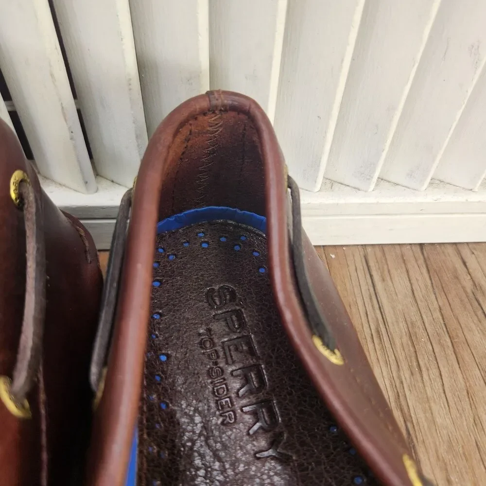 Sperry Authentic Original 2-Eye Boat Shoes Mens Sz 9.5 M Brown Amaretto Leather